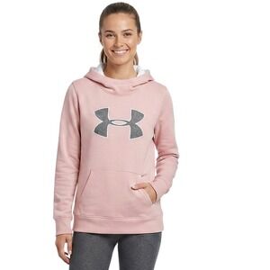 Under Armour Hoodie Womens Small Pink ColdGear Fleece Pullover Big Logo 1317891